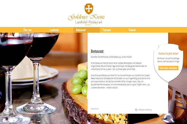 Webseite, Restaurant